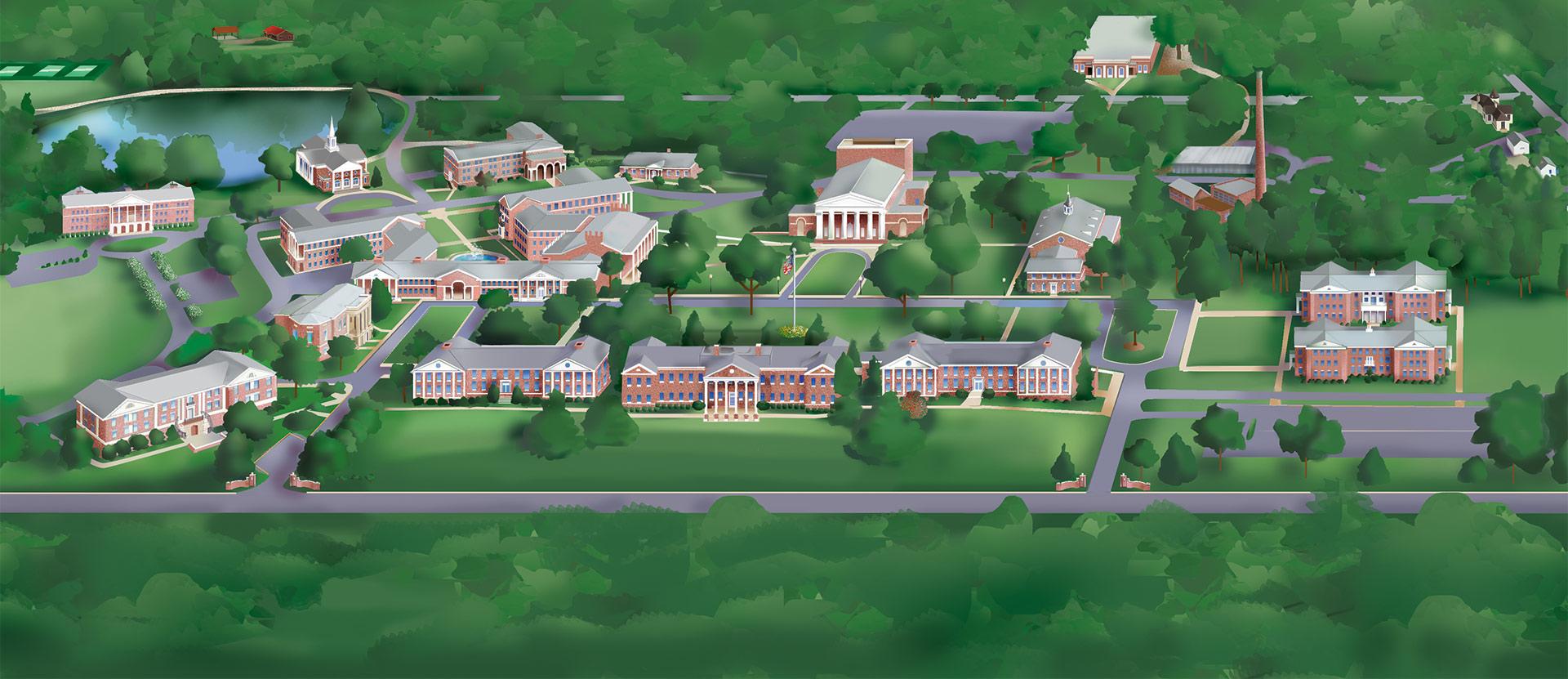 Ariel map of Wesleyan campus