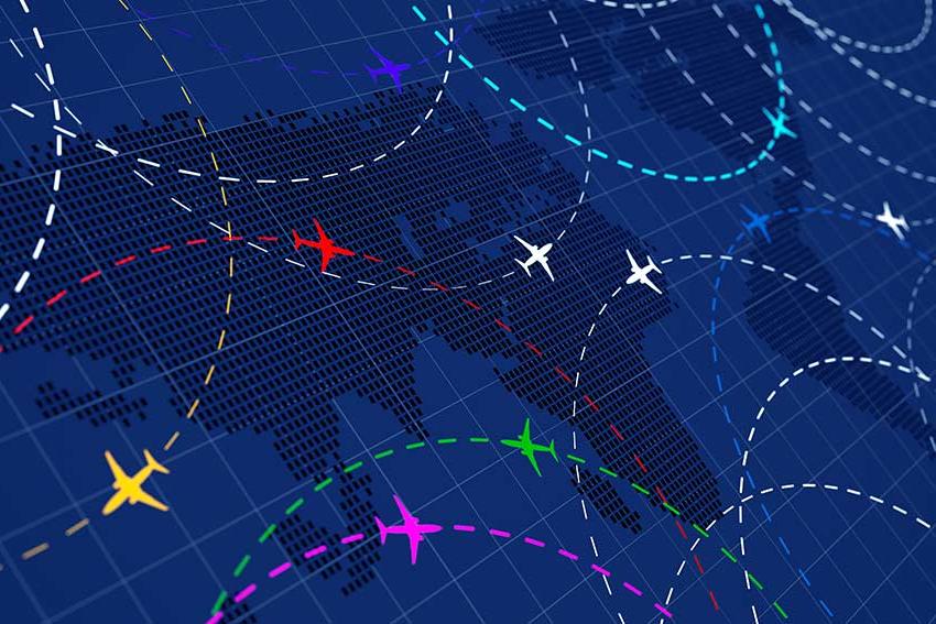国际旅游图形与地图和飞机